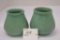Pair of Muncie Matte Green Finish Vase w/ Crackling, 3 1/2 x 3 1/2 in.