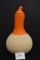 Unmarked Weller? Art Squash Shape Vase, Earth Orange and Matte White w/ Lid