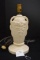 Unmarked Cream Colored Lamp Base and Hardware, 12 in. - Working Condition