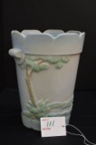 Weller-Pottery Blue Vase w/ Tree Pattern, S-9, 8 x 6 in.