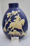 Weller Pottery Blue Chase Vase, #17, 10 x 7 in.