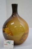 J.B. Owens Utopian Bulbous/Narrow Neck Vase w/Koi Fish Pattern, #1075, 8 1/