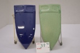 Pair of Unmarked Green and Blue Glass Wall Pocket w/ Matte Finish, 7 in.