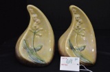 Pair of Roseville Arrow Leaf and Flower Pattern Bookends, 6 x 4 in.