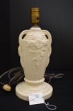 Unmarked Cream Colored Lamp Base and Hardware, 12 in. - Working Condition