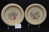 Pair of Unmarked-Roseville Nursery Rhyme Baby Plates Early Teens, 7 in.