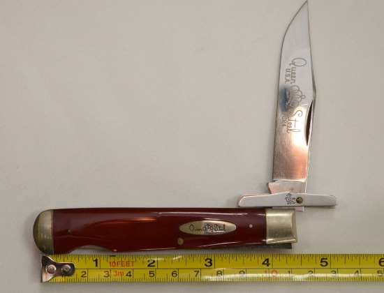 Queen Steel PCR 4, Single Blade w/ Lock Back, Burgundy Colored Manmade Hand