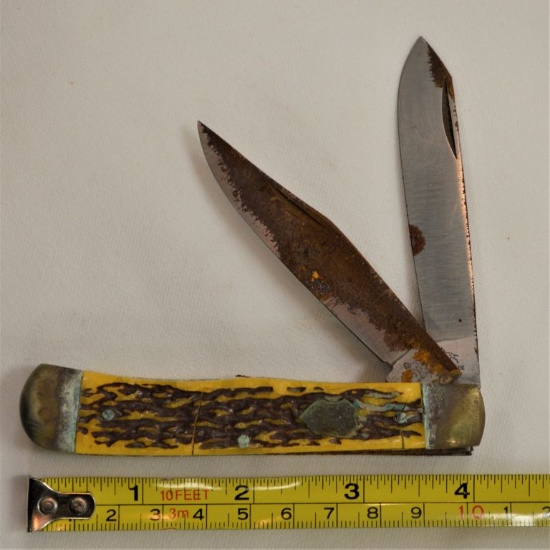 Pit Bull, Hammer Forged, Double Blade, Solingen Germany, Yellow/Brown Color