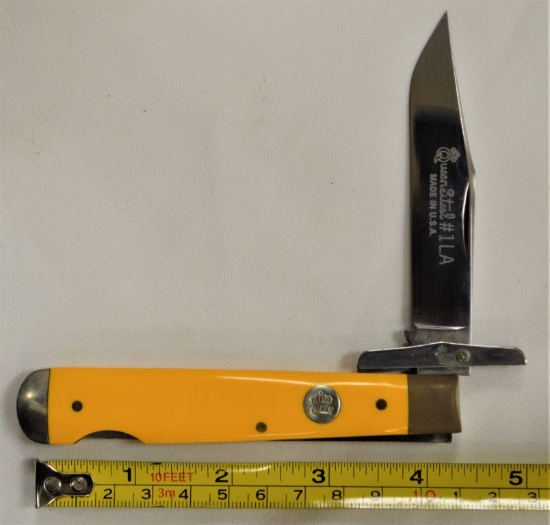 Queen, Queen Steel #1LA, Made in USA, Single Blade w/ Lock Back, Yellow Col