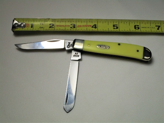 Case XX USA, 3207CV, Double Blade, Yellow Colored Manmade Handle