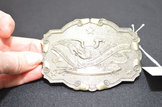 Vintage American Eagle Belt Buckle, 2nd Ammendment 1975 - Garden Mountain Inc, Lewis