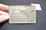 1899-1945 Vintage Brass Luger Belt Buckle, 3 1/4