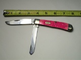Case XX USA, 6254 SS, Double Blade, Hot Pink Colored Manmade Antler Handle