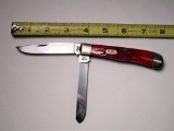 Case XX USA, 6254 SS, Double Blade, Red Colored Manmade Antler Handle