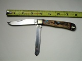 Case XX USA, 3254 SS #591, Double Blade, Yellow Manmade Wood Inlaid Handle