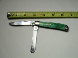Case XX USA, 6207 SS, Double Blade, White and Green Colored Manmade Handle