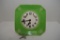 German Made Green Porcelain Face, 8 Day Wall Clock, Has Key, 9 x 9