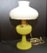 Electrified Yellow 1938 Vertique Font and Stem w/ White Milk Glass Shade