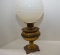 Brass Base w/ Applied Decoration on Side and Base Oil Lamp by Royal w/ Chim