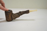 Wood Carved Pot and Stem Pipe Etched on Bottom 