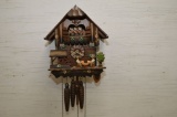 Made in Germany House Cuckoo Clock, Carousel Top w/ Dancers Drinkers Out Fr
