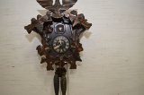 Japan Mi-Ken Cuckoo Clock w/ Bird and Leaves, 2 Weights and Pendulums, 11 x