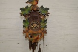Cuckoo Clock w/ 2 Colored Birds, 3 Weights and Pendulum, Missing Animal of