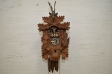 Cuckoo Clock Marked Germany w/ Hunting Scene, 2 Weights, 17 x 9