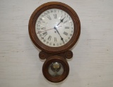 Barwide Pendulum Calendar Clock, Walnut Finish, Key Wind