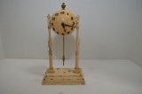 Pot Metal Ball Clock, Painted White Keywind and Pendulum, by GCC, 10