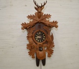 W. German Made Cuckoo Clock w/ Modified Deer and 2 Rifle Peak Adornments, R