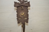 German Made Cuckoo Clock Single Bird on Top w/ Leaves, 1 Weight and Small P