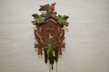 German Made Cuckoo Clock, 3 Colored Birds, 2 Weights and Pendulum, 13 1/2 x