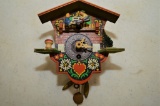 Mini Swiss Chalet Cuckoo Clock w/ Rocking Couple on Top, Pendulum and Mini
