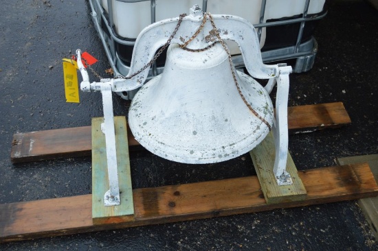 No. 4 School Bell Painted White, Have Cradle - no welds