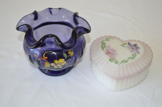 Fenton 4 inch Million Hand Painted and Signed “D. Robinson” Clear Purple Di