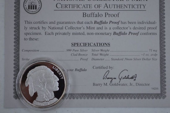 Reproduction Buffalo Proof, Silver Plate