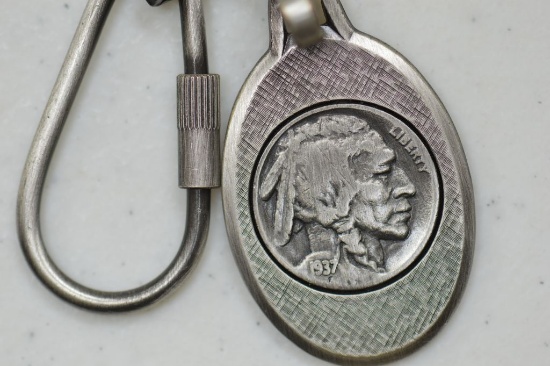 Faux Buffalo Nickel Key Chain