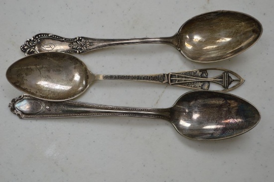 Two Sterling spoons and one plated spoon