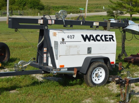 Wacker Portable Generator, 1099Hours, 4 120v Plugs, 4 Stadium Lights