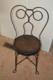 Wood Seat Iron Soda Fountain Chair