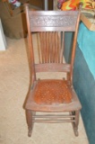 Pressed Back Leaf Design and Spindle Back Rocking Chair