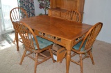 Rectangular Table with 4 Bent Wood Spindle Chairs
