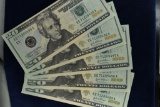 5 - $20 Federal Reserve Notes, Consecutive Order, Series 2004, Uncirculated