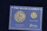 2 – Silver Classic Coins Walking 1940 Half & Mercury 1944 Dime