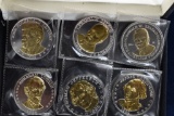 Great American Presidents Collection, 6 Silver/Gold Tone Coins in Box