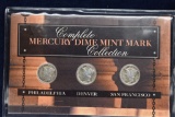 Complete Mercury Dime Mint Mark Collection Card (3 Coins)