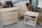 3 pc Wicker Set: High Back Chair, 3 Drawer Dresser and Side table - missing