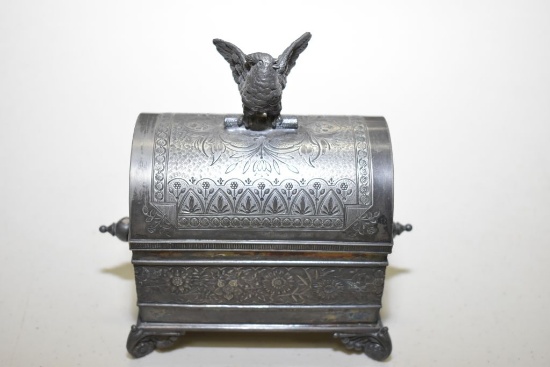 Ornate Engraved Hump Back Jewelry Box - Old