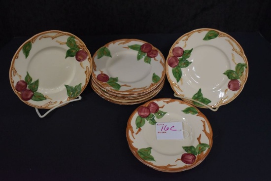 9 - Francescan Ware Apple Pattern Bread & Butter Plates, 7" Diameter